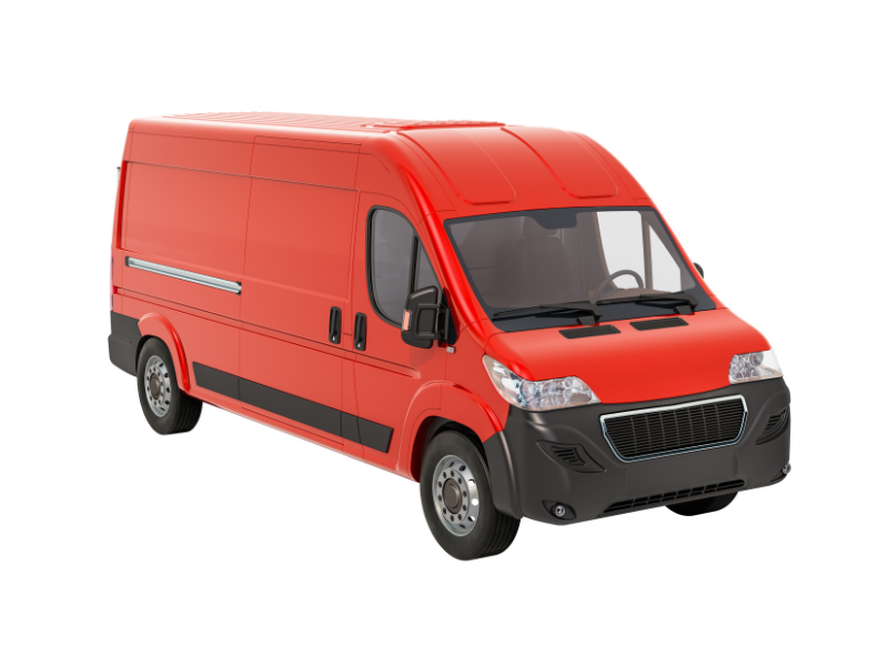 Stock rendering of a generic red commercial delivery van